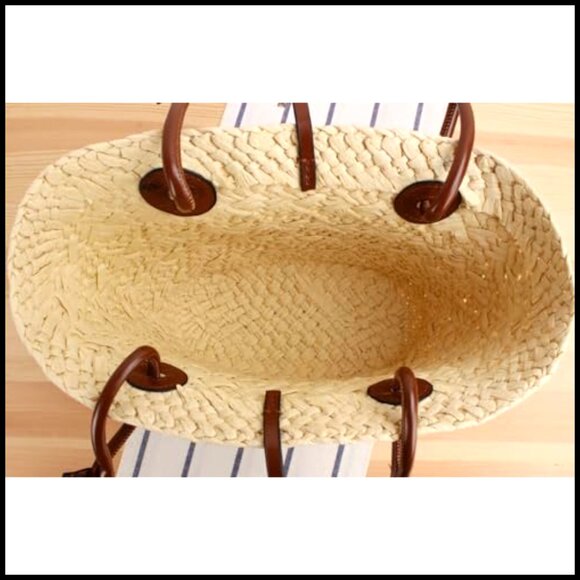 Straw Tote Bag Handmade Woven Beach Shoulder Bag Large Capacity Boho Chic - Picture 4 of 6